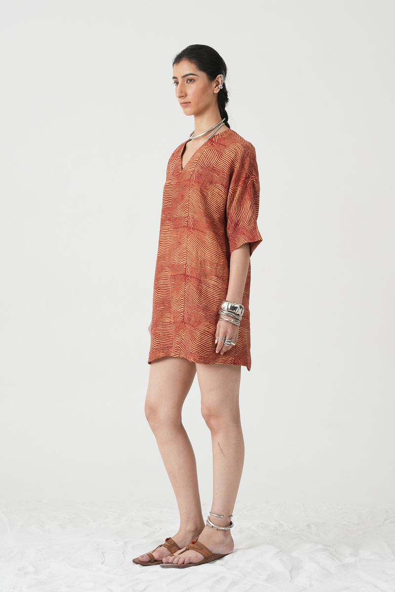 Stad Hand Printed Red Dress