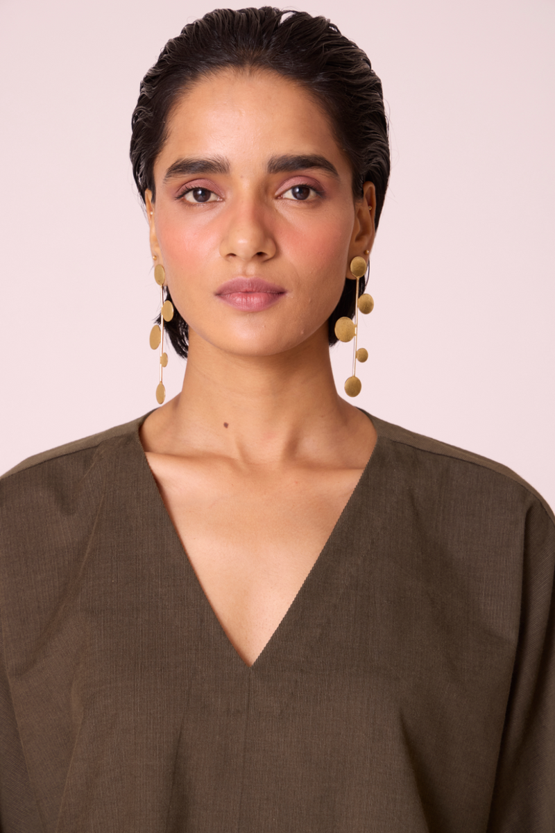 Stad Olive Needlecord Shift Dress cotton by The Summer House in olive color for women in Singapore