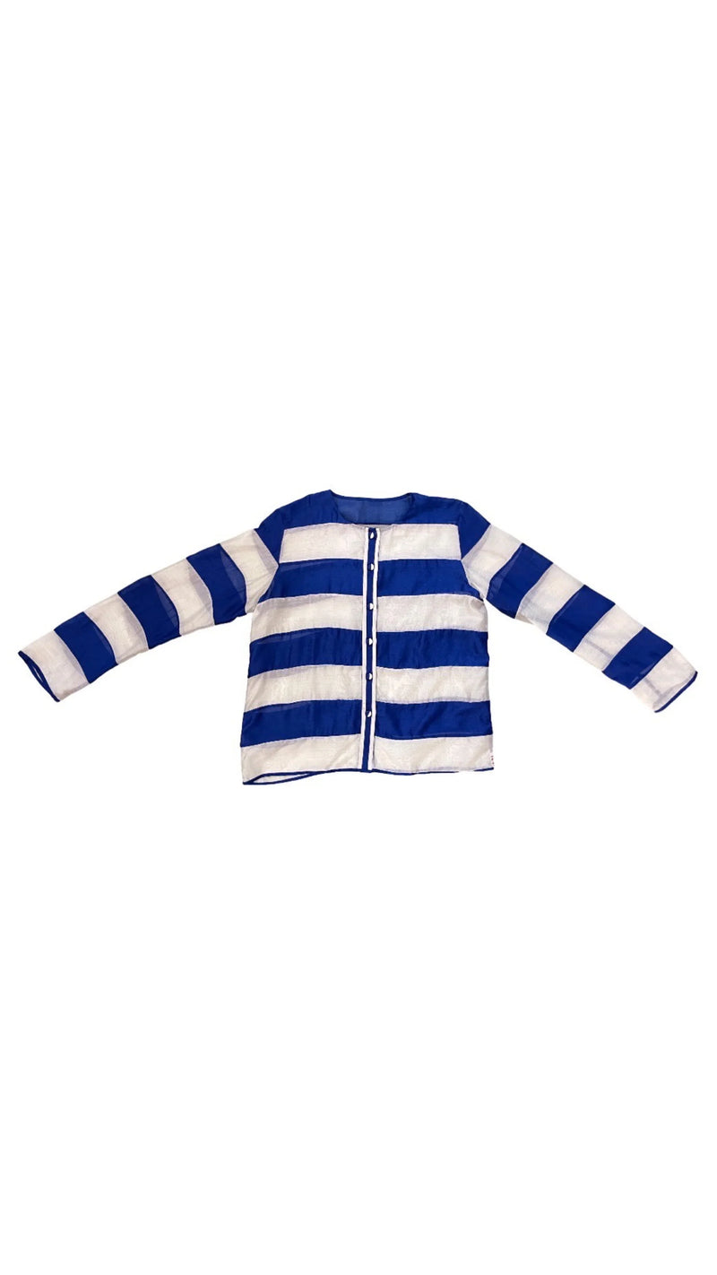 Stella Top CH-Blue and White chanderi top/shirt by Ka-Sha in blue for women in Singapore