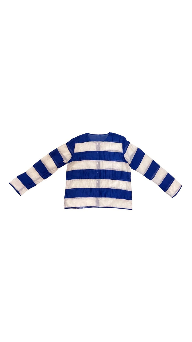 Stella Top CH-Blue and White chanderi top/shirt by Ka-Sha in blue for women in Singapore