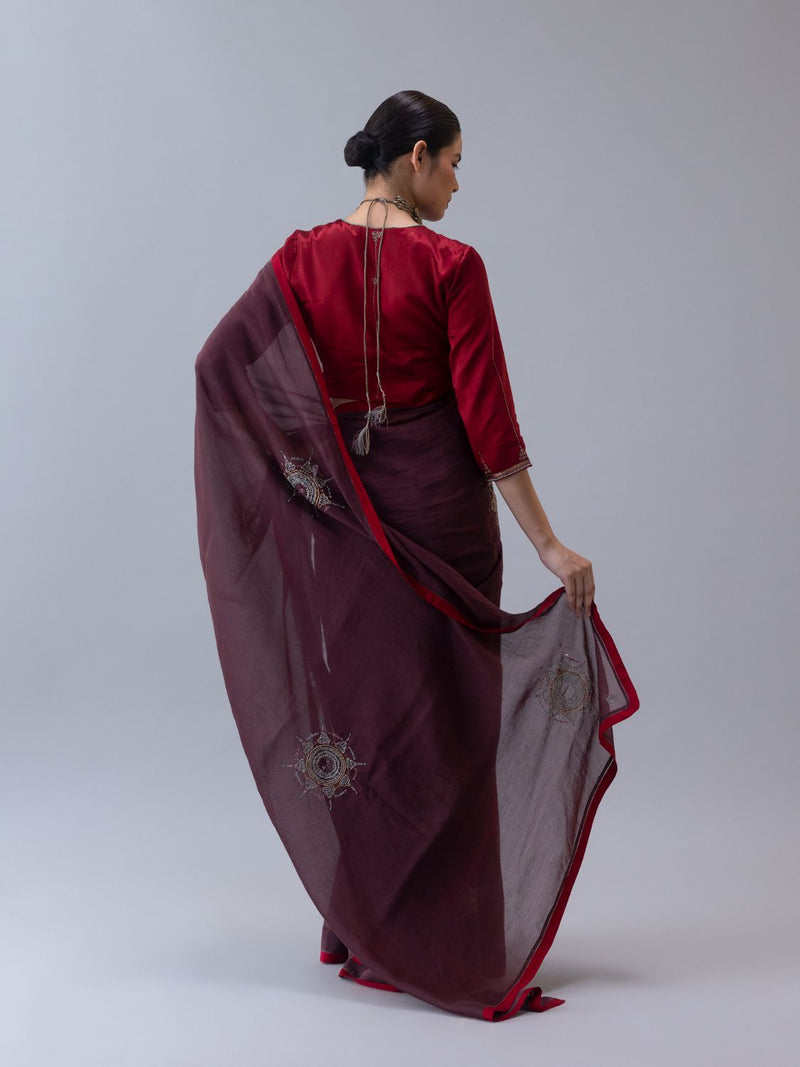 Stokla Saree-Wine
