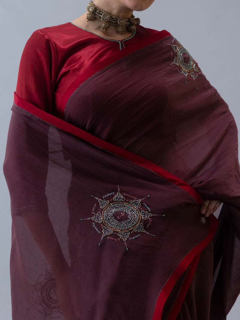 Stokla Saree-Wine