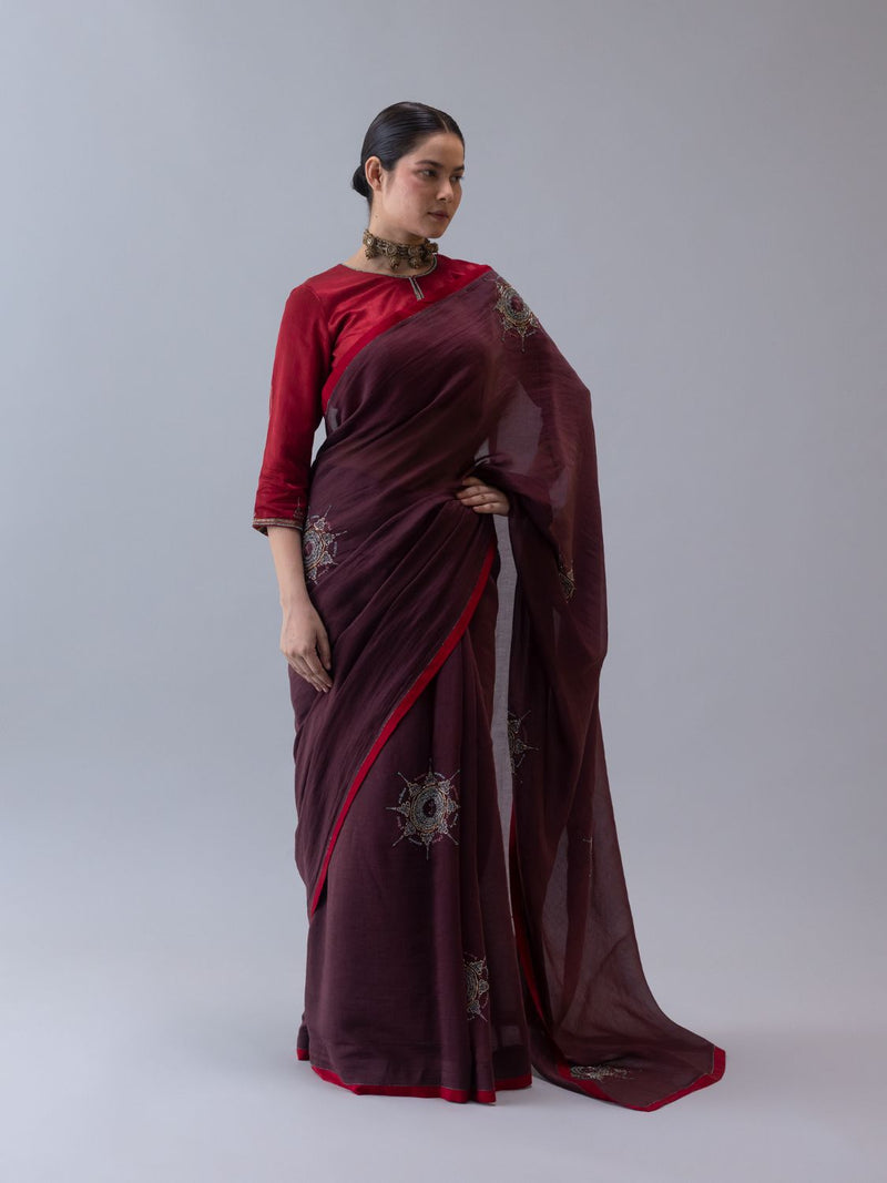 Stokla Saree-Wine