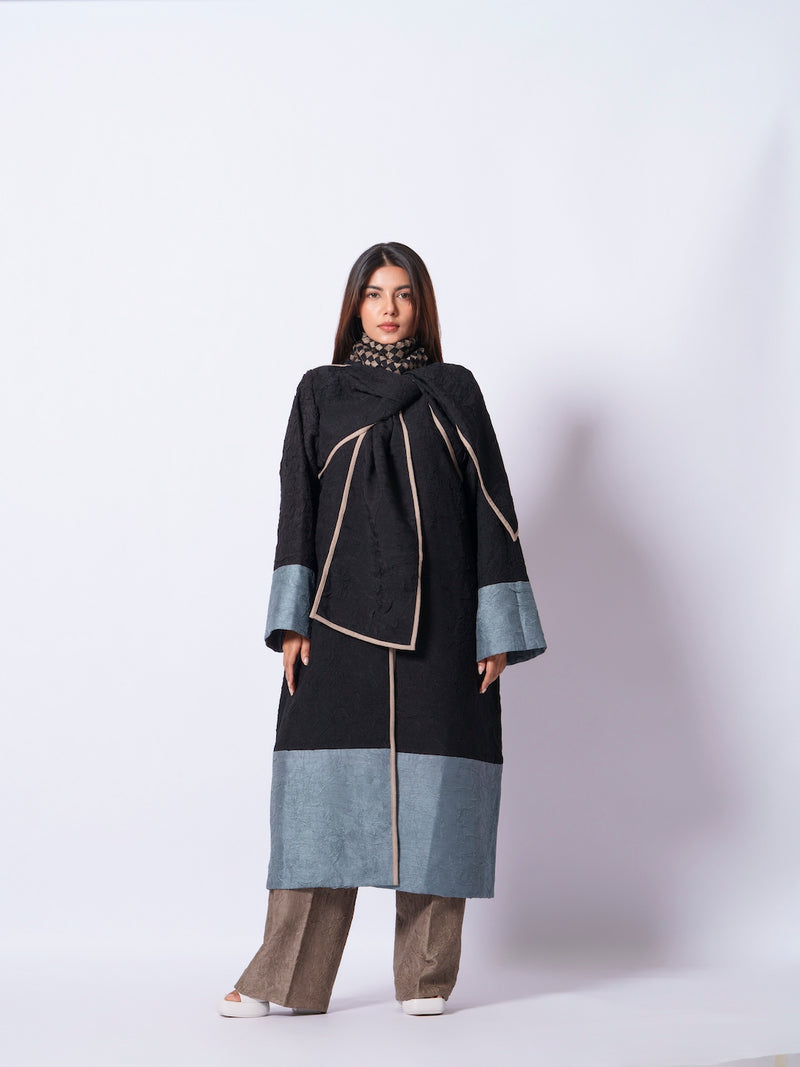 Stone Overlay-Black + Teal mysore silk jackets and overlays by Stoique in black, teal for women in Singapore