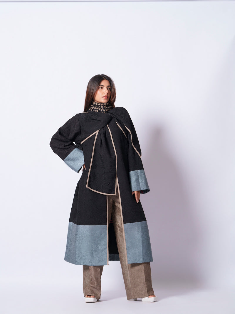 Stone Overlay-Black + Teal mysore silk jackets and overlays by Stoique in black, teal for women in Singapore