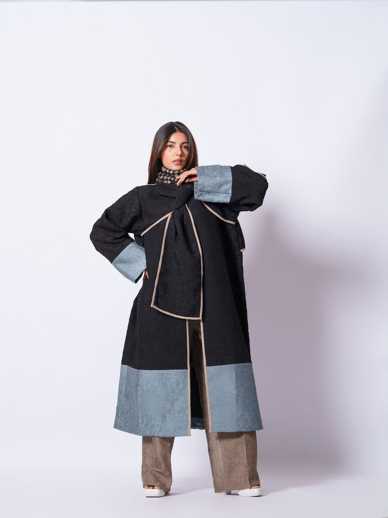 Stone Overlay-Black + Teal mysore silk jackets and overlays by Stoique in black, teal for women in Singapore
