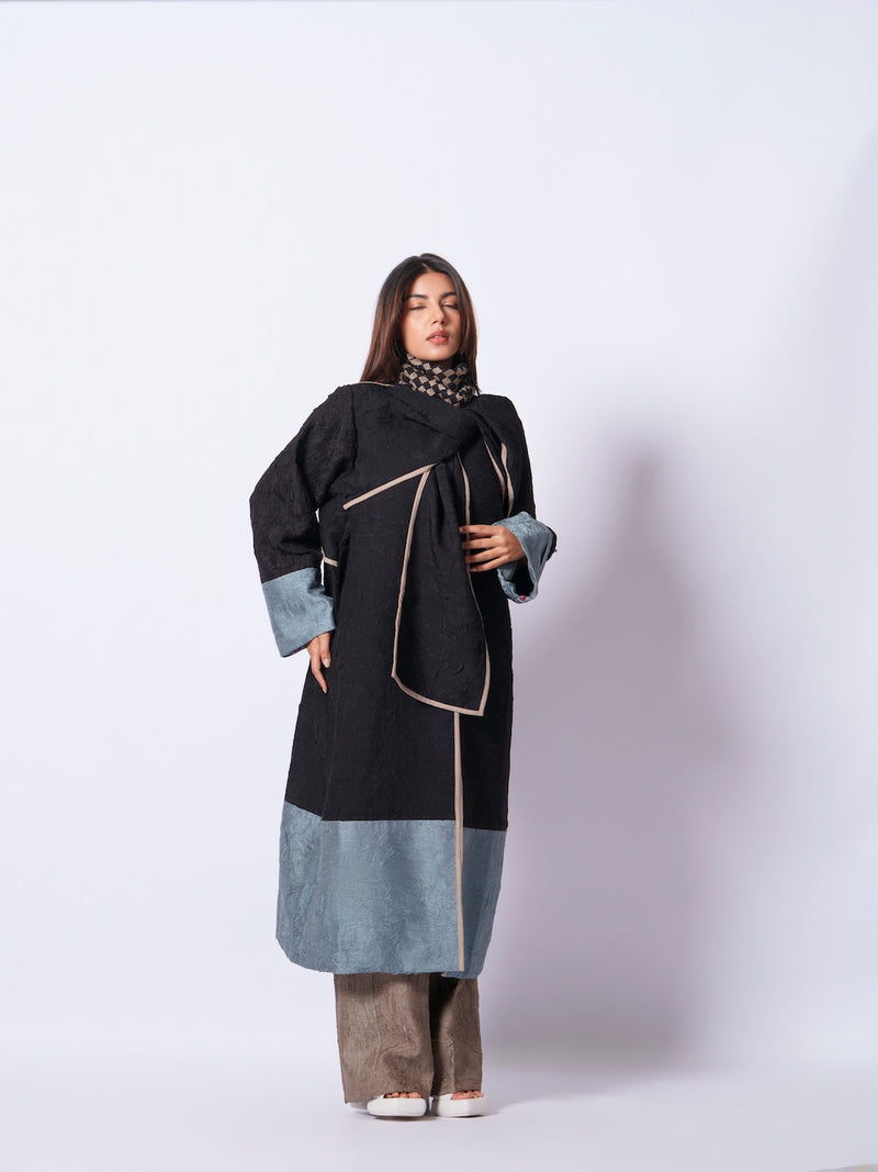 Stone Overlay-Black + Teal mysore silk jackets and overlays by Stoique in black, teal for women in Singapore