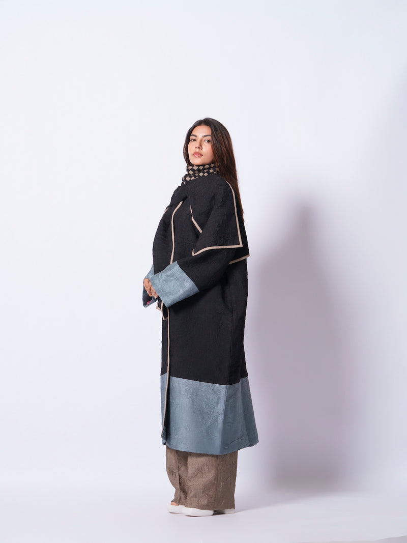 Stone Overlay-Black + Teal mysore silk jackets and overlays by Stoique in black, teal for women in Singapore