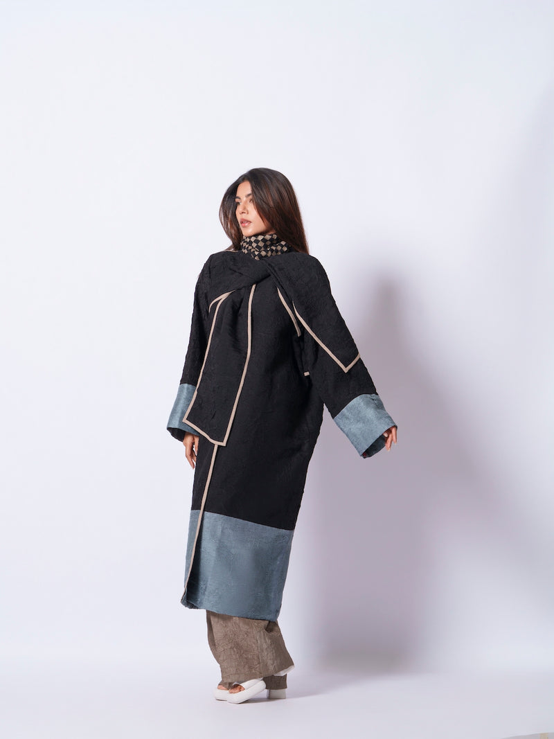 Stone Overlay-Black + Teal mysore silk jackets and overlays by Stoique in black, teal for women in Singapore