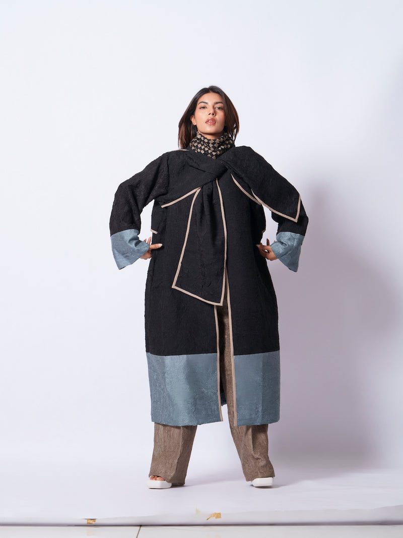 Stone Overlay-Black + Teal mysore silk jackets and overlays by Stoique in black, teal for women in Singapore