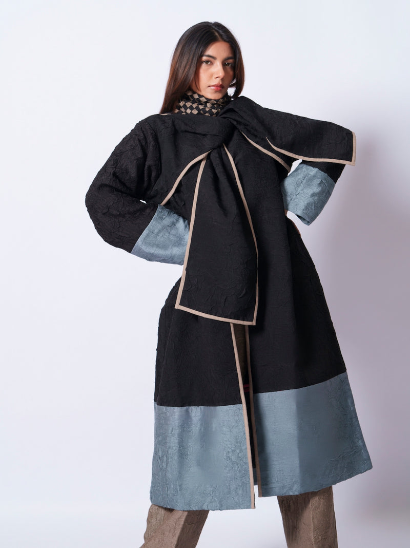 Stone Overlay-Black + Teal mysore silk jackets and overlays by Stoique in black, teal for women in Singapore