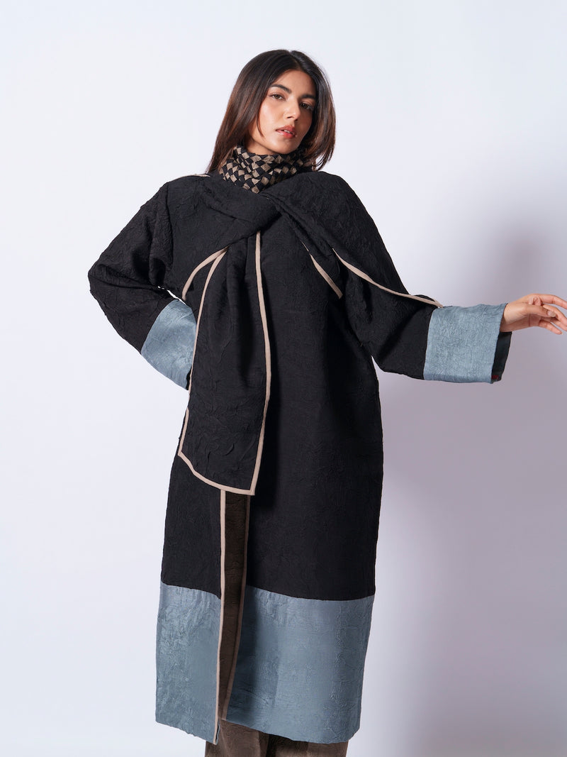 Stone Overlay-Black + Teal mysore silk jackets and overlays by Stoique in black, teal for women in Singapore