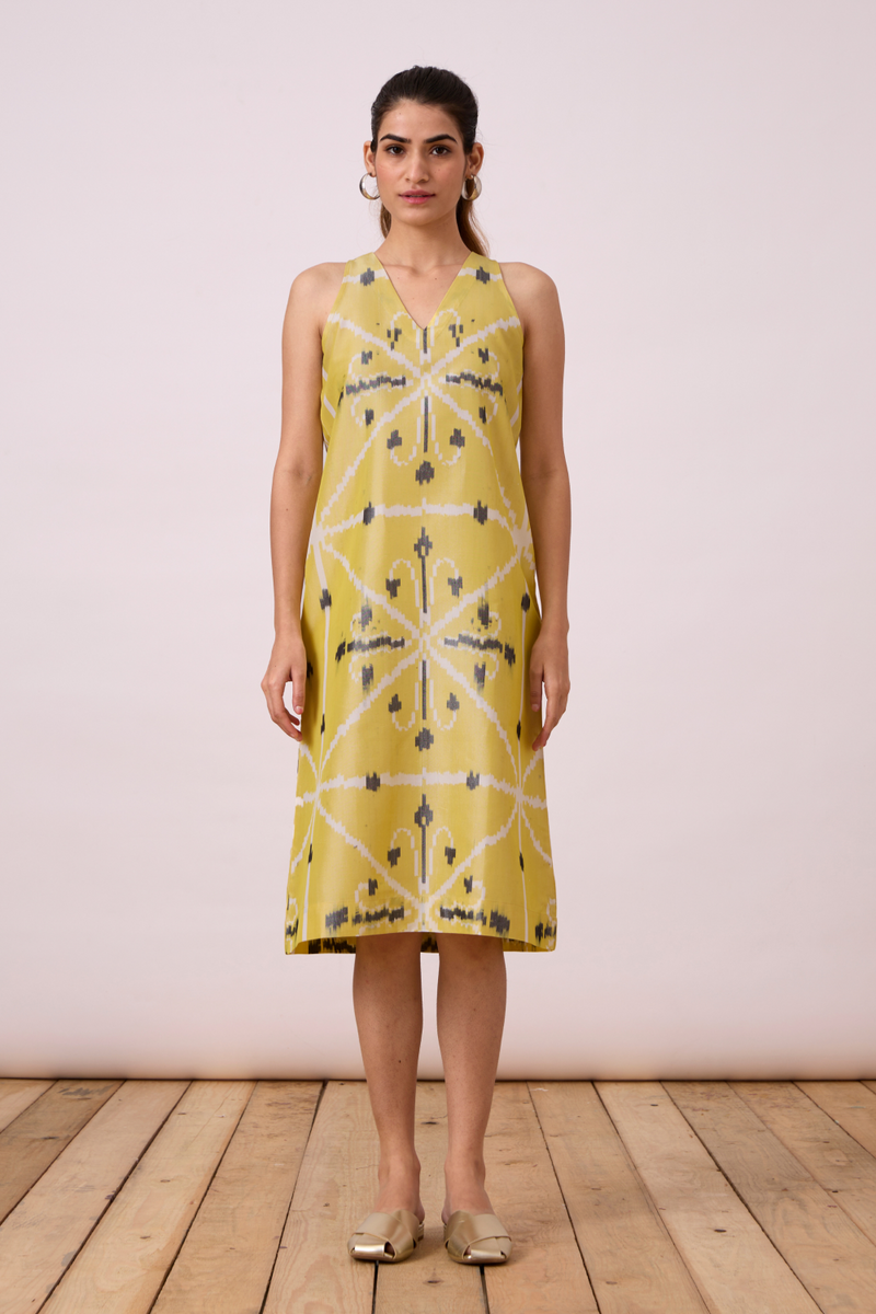 Strand - Yellow Ikat silk Dress by The Summer House for women in Singapore