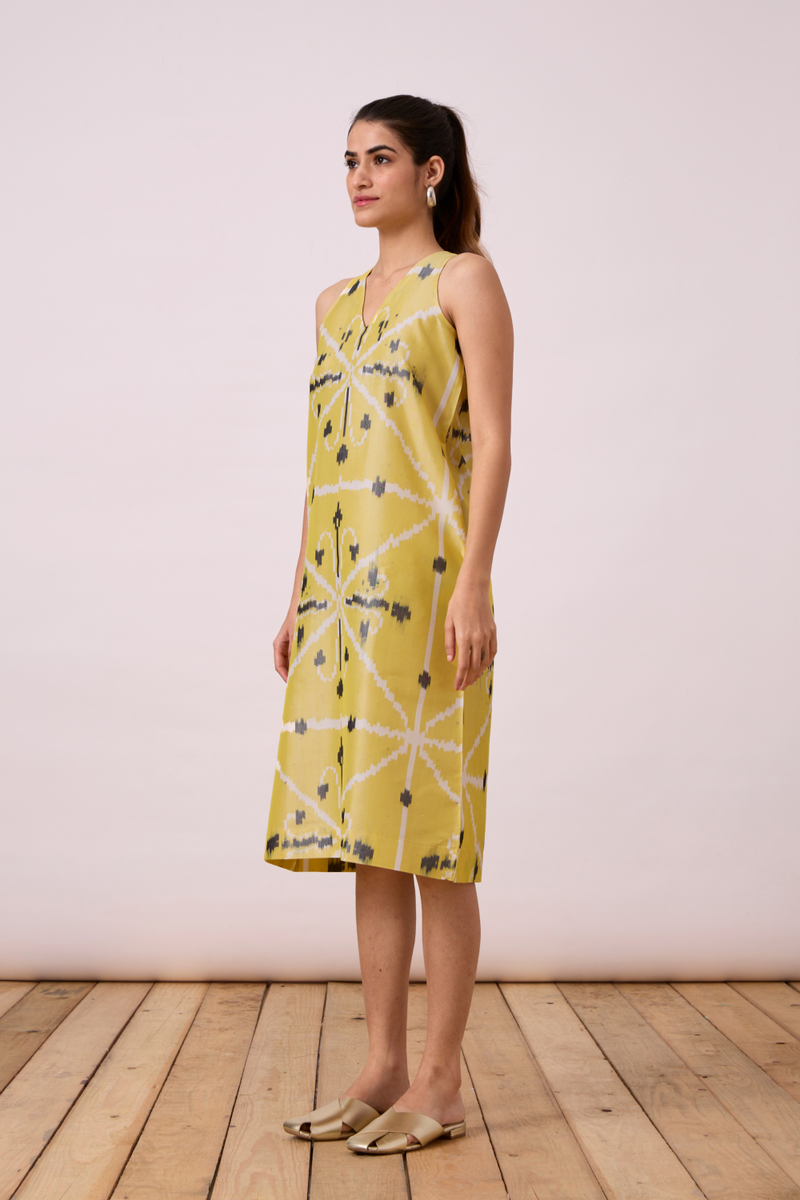 Strand - Yellow Ikat silk Dress by The Summer House for women in Singapore