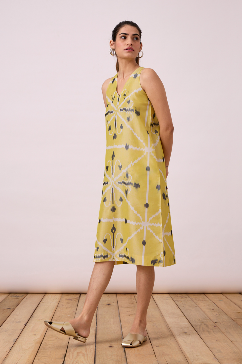 Strand - Yellow Ikat silk Dress by The Summer House for women in Singapore