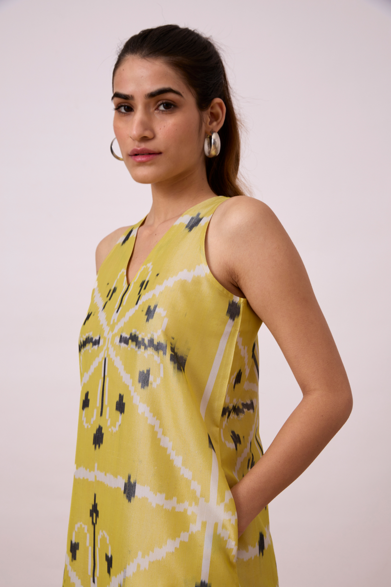 Strand - Yellow Ikat silk Dress by The Summer House for women in Singapore