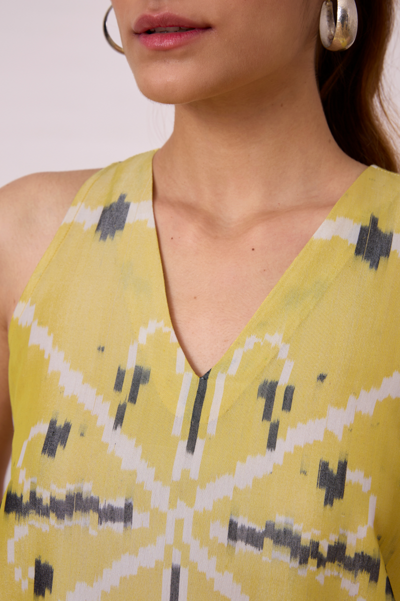 Strand - Yellow Ikat silk Dress by The Summer House for women in Singapore