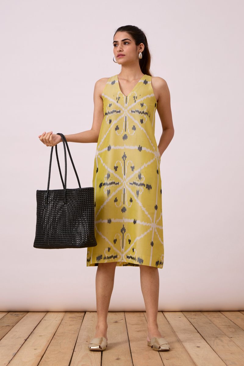 Strand - Yellow Ikat silk Dress by The Summer House for women in Singapore