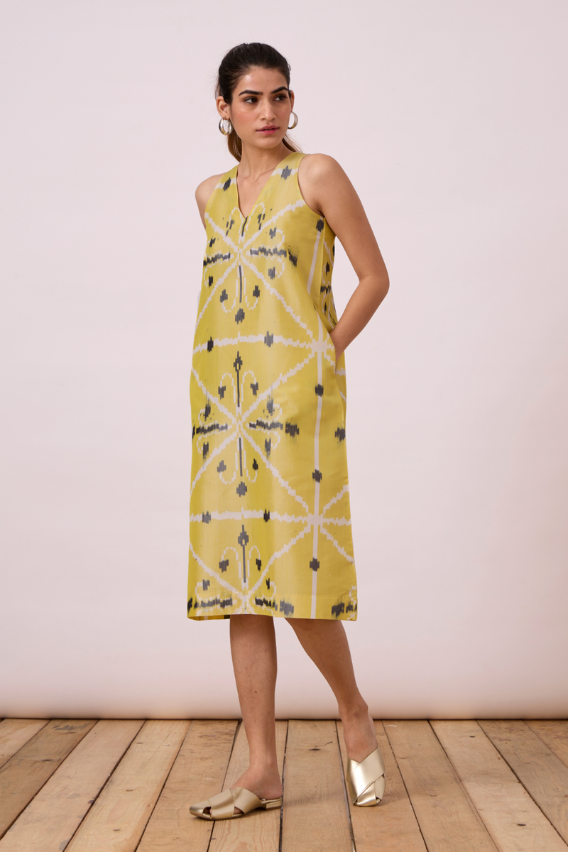 Strand - Yellow Ikat silk Dress by The Summer House for women in Singapore