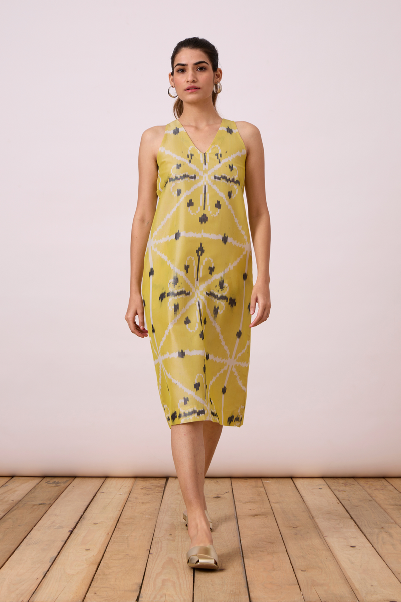 Strand - Yellow Ikat silk Dress by The Summer House for women in Singapore