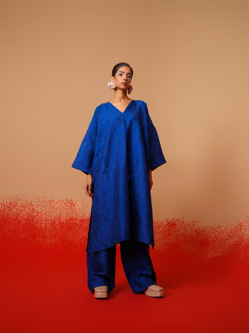 Stream Tunic-Electric Blue mysore silk kaftans and tunics by Stoique in electric blue for women in Singapore