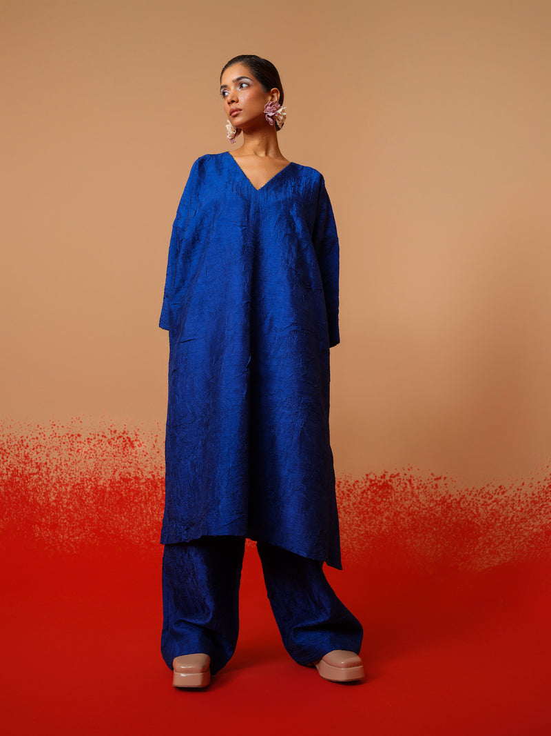 Stream Tunic-Electric Blue mysore silk kaftans and tunics by Stoique in electric blue for women in Singapore
