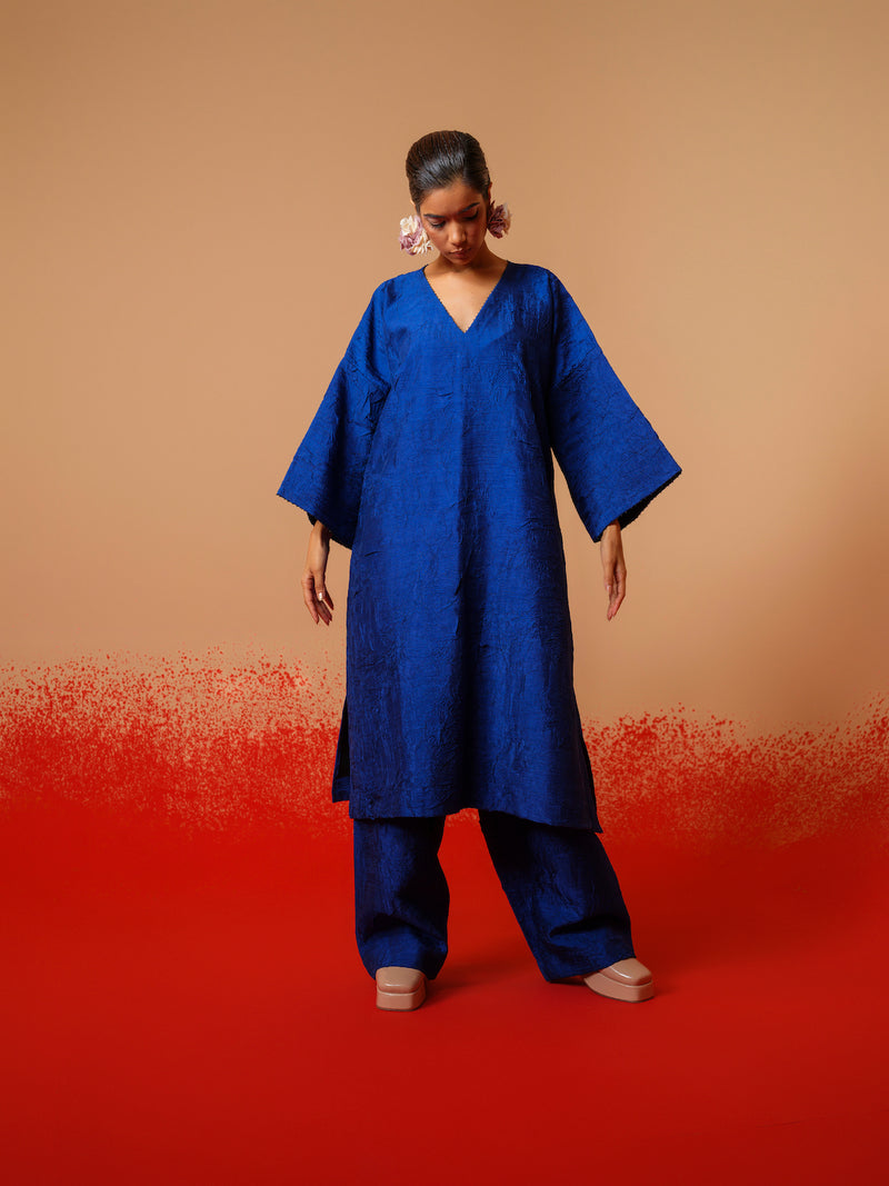 Stream Tunic-Electric Blue mysore silk kaftans and tunics by Stoique in electric blue for women in Singapore