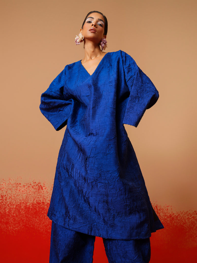 Stream Tunic-Electric Blue mysore silk kaftans and tunics by Stoique in electric blue for women in Singapore