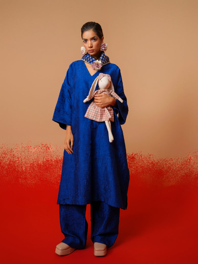 Stream Tunic-Electric Blue mysore silk kaftans and tunics by Stoique in electric blue for women in Singapore