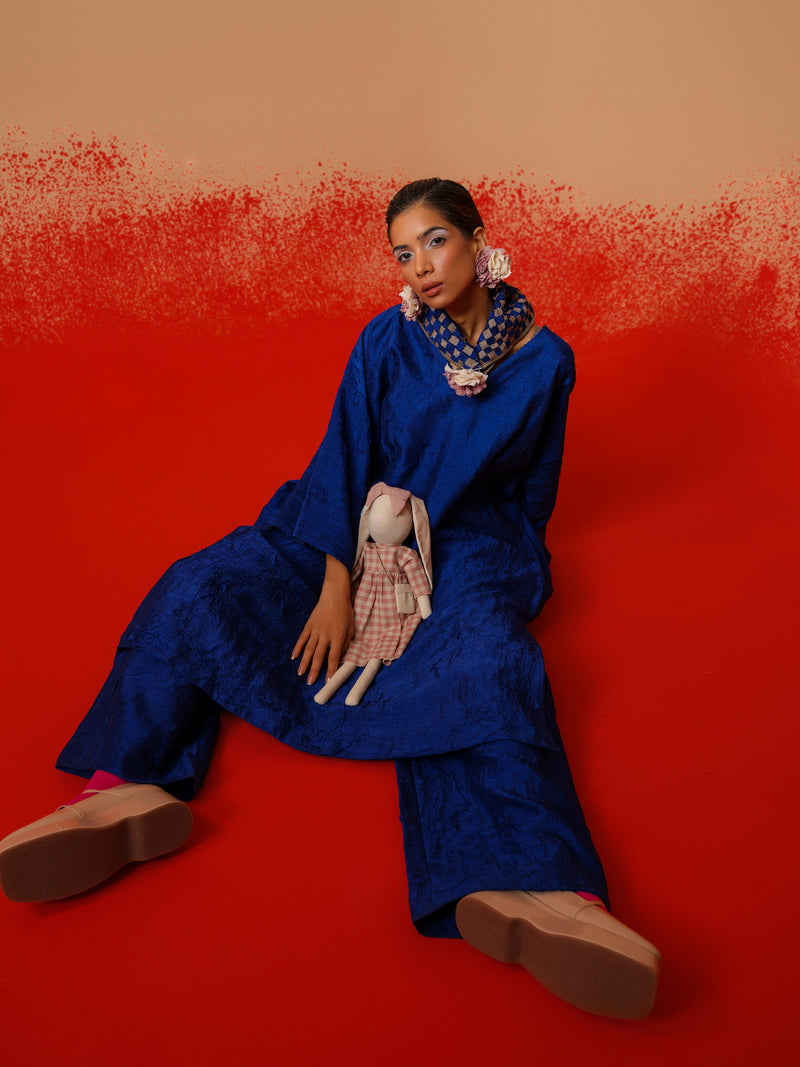 Stream Tunic-Electric Blue mysore silk kaftans and tunics by Stoique in electric blue for women in Singapore