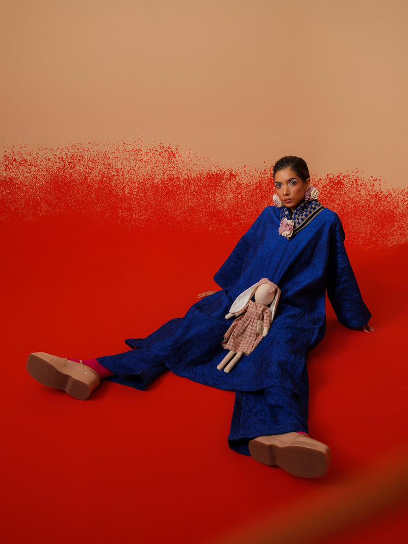 Stream Tunic-Electric Blue mysore silk kaftans and tunics by Stoique in electric blue for women in Singapore