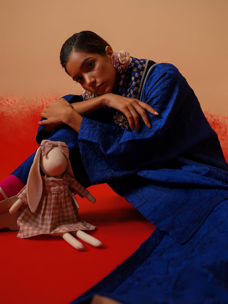 Stream Tunic-Electric Blue mysore silk kaftans and tunics by Stoique in electric blue for women in Singapore