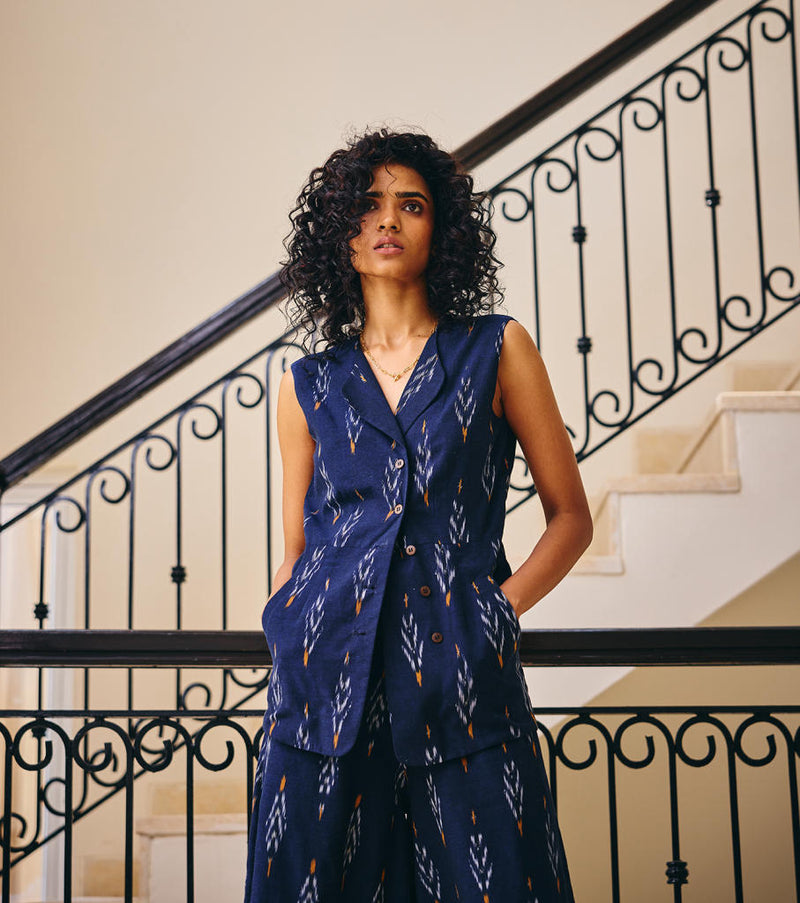 Sublime Living linen by Khara Kapas in blue for women in Singapore