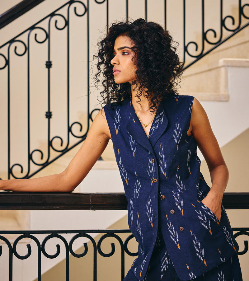 Sublime Living linen by Khara Kapas in blue for women in Singapore