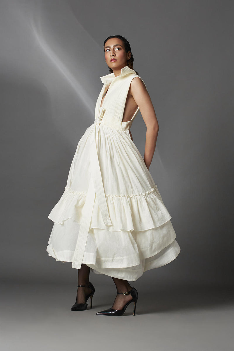 Summer Dress-White cotton by Chola in white color for women in Singapore