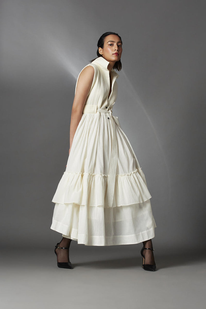 Summer Dress-White cotton by Chola in white color for women in Singapore