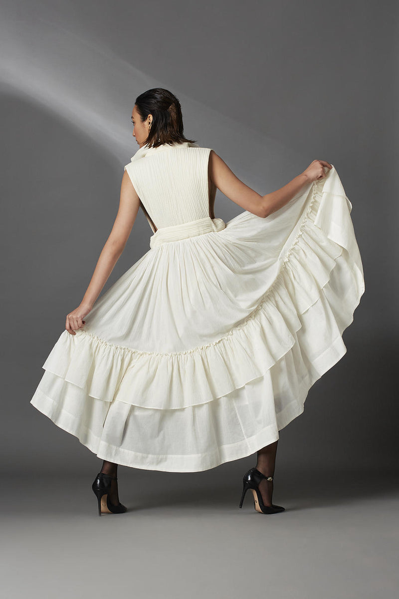 Summer Dress-White cotton by Chola in white color for women in Singapore