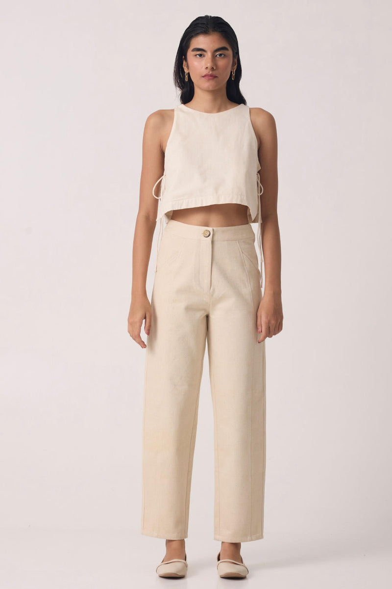 Sunisa Off White Denim Pants cotton by The Summer House for women in Singapore