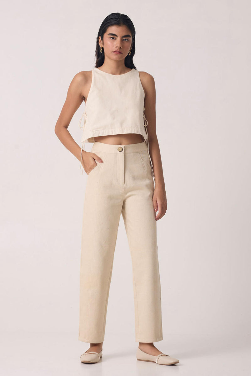 Sunisa Off White Denim Pants cotton by The Summer House for women in Singapore