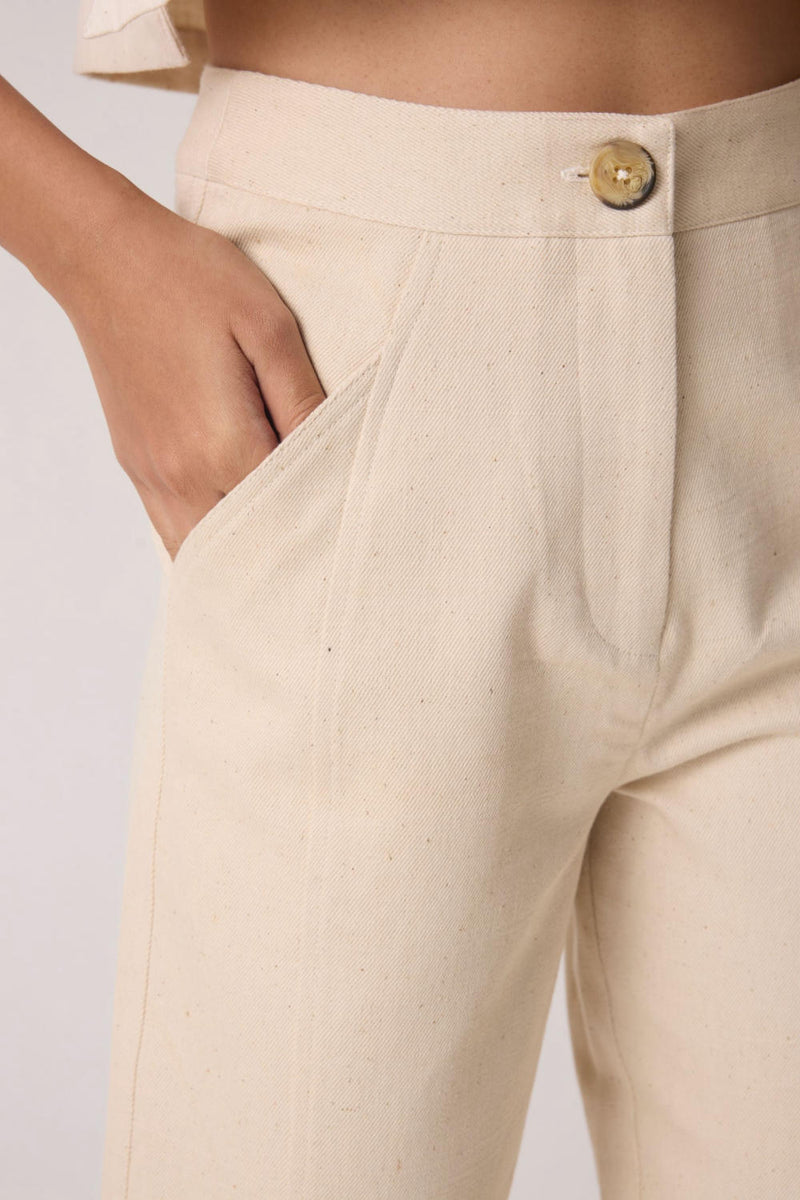 Sunisa Off White Denim Pants cotton by The Summer House for women in Singapore