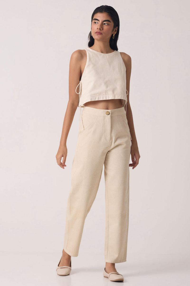 Sunisa Off White Denim Pants cotton by The Summer House for women in Singapore
