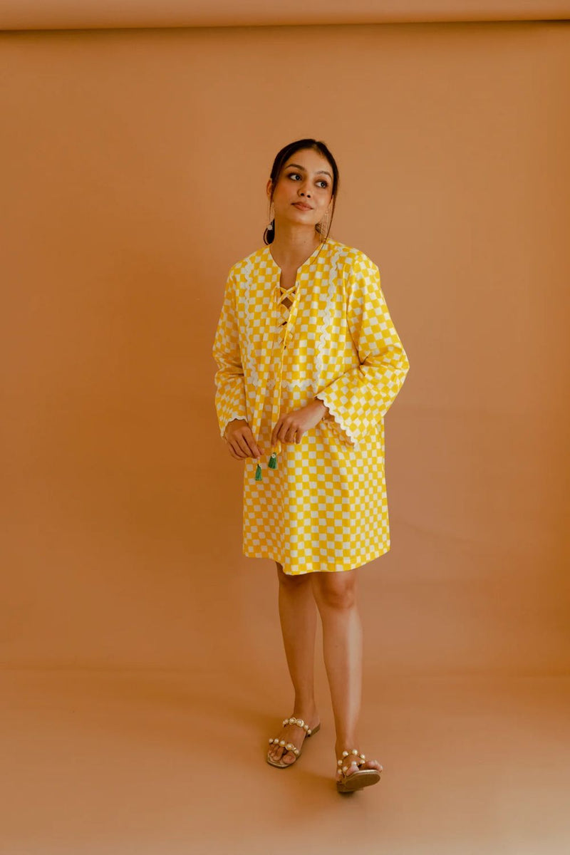 Sunshine Muse Dress poplin by Homegrown by Alterego in yellow color for women in Singapore