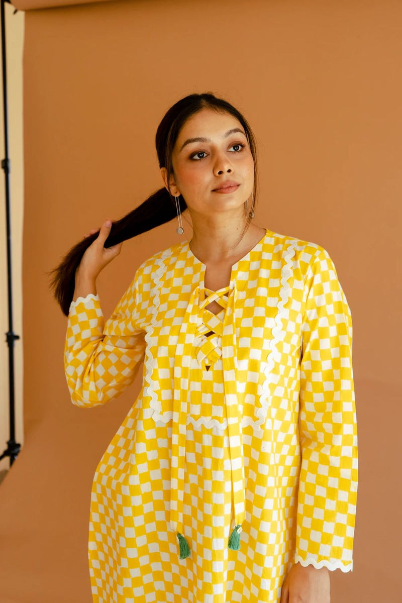 Sunshine Muse Dress poplin by Homegrown by Alterego in yellow color for women in Singapore