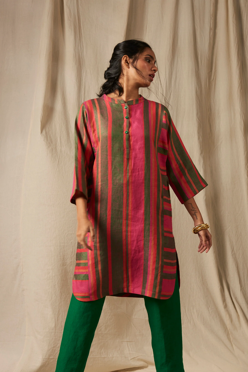 Surekha Linen Linen Panelled Kurta Set