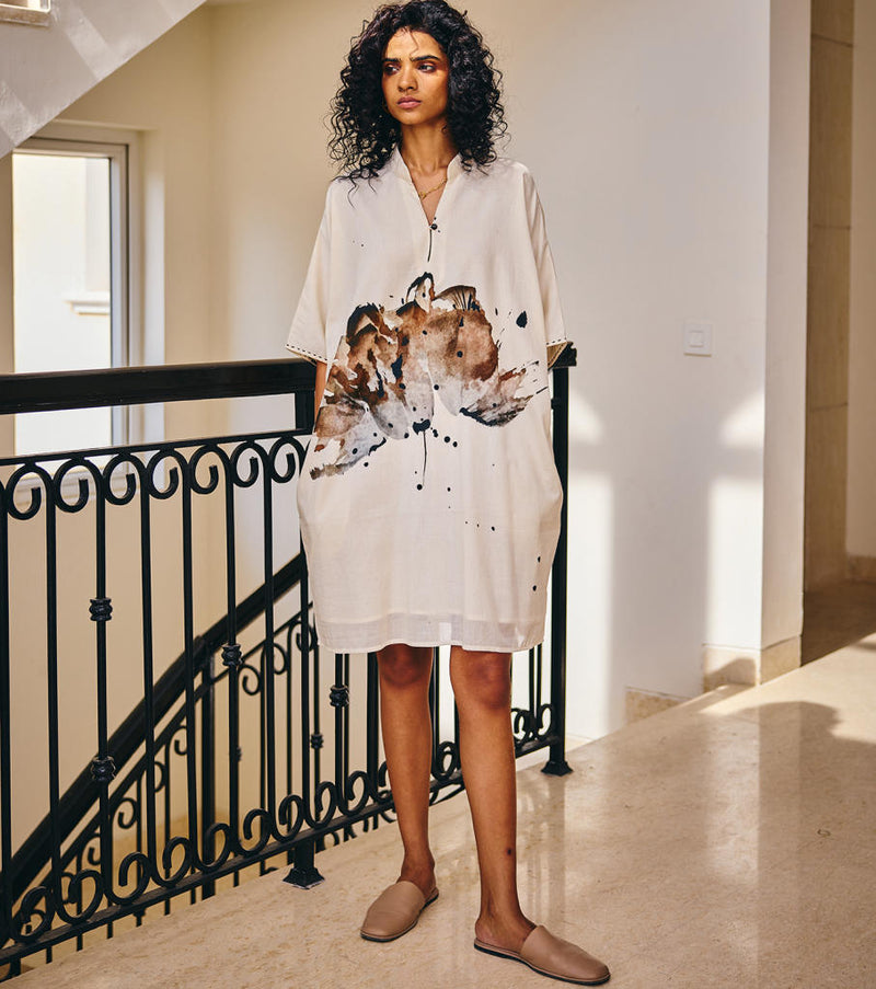 Surprise Blooms Dress cotton by Khara Kapas in white for women in Singapore