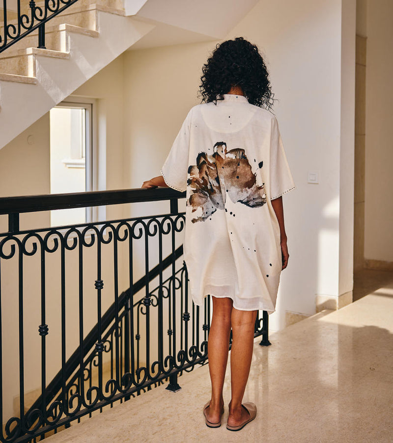 Surprise Blooms Dress cotton by Khara Kapas in white for women in Singapore