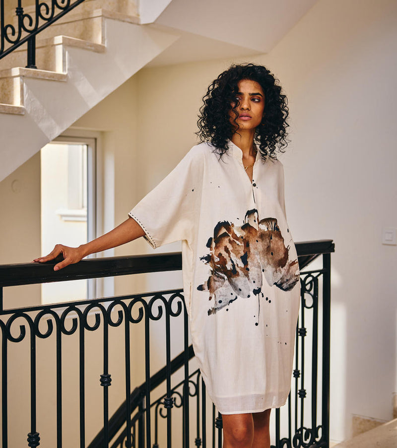 Surprise Blooms Dress cotton by Khara Kapas in white for women in Singapore