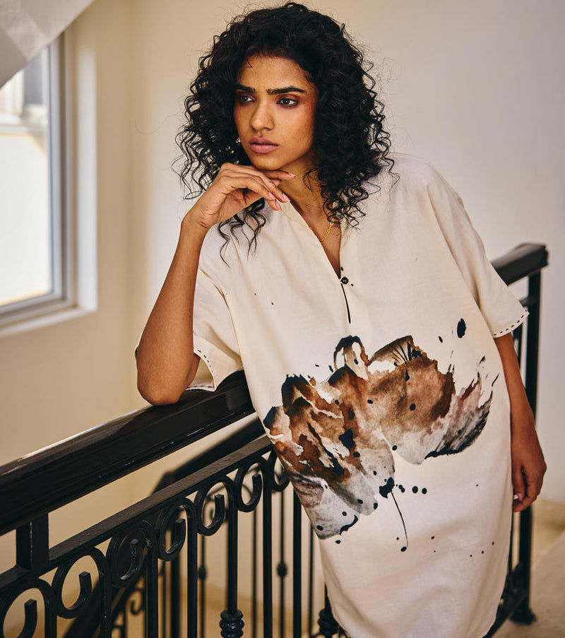 Surprise Blooms Dress cotton by Khara Kapas in white for women in Singapore