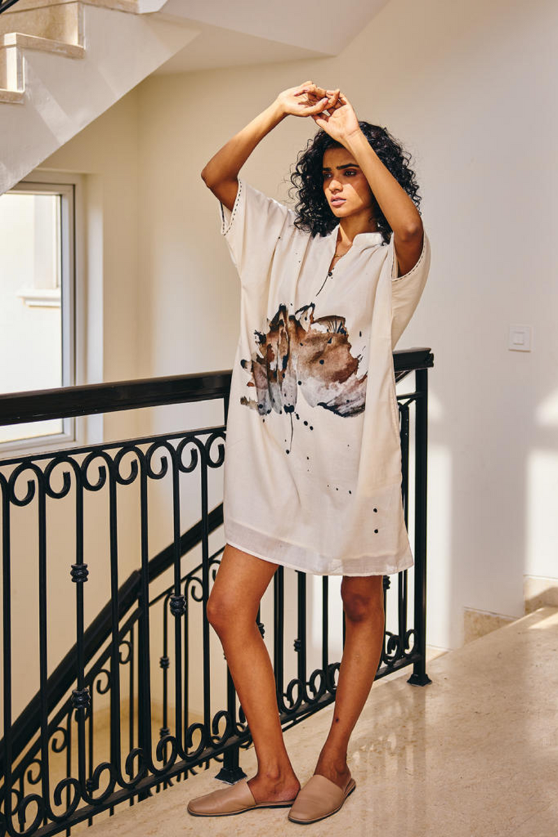 Surprise Blooms Dress cotton by Khara Kapas in white for women in Singapore
