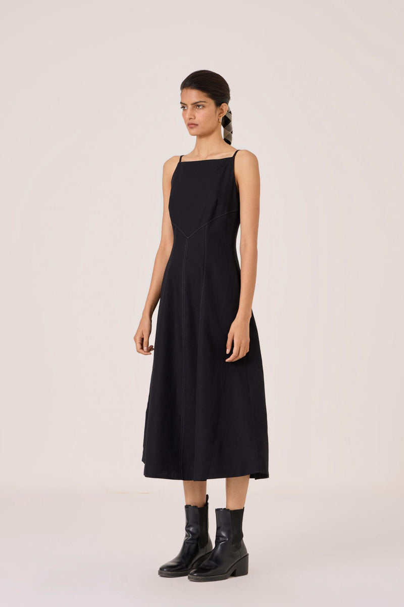 Suzie Black Dress cotton by The Summer House in black color for women in Singapore